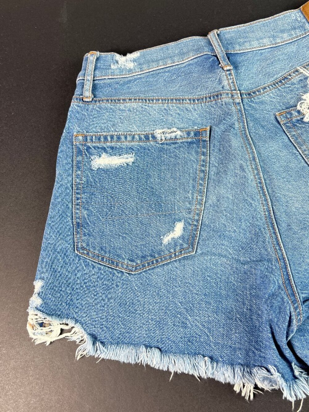 American Eagle Short Women 28* 90s Boyfriend High Rise Blue Cut Off  Jort Tag 8 - Picture 8 of 16